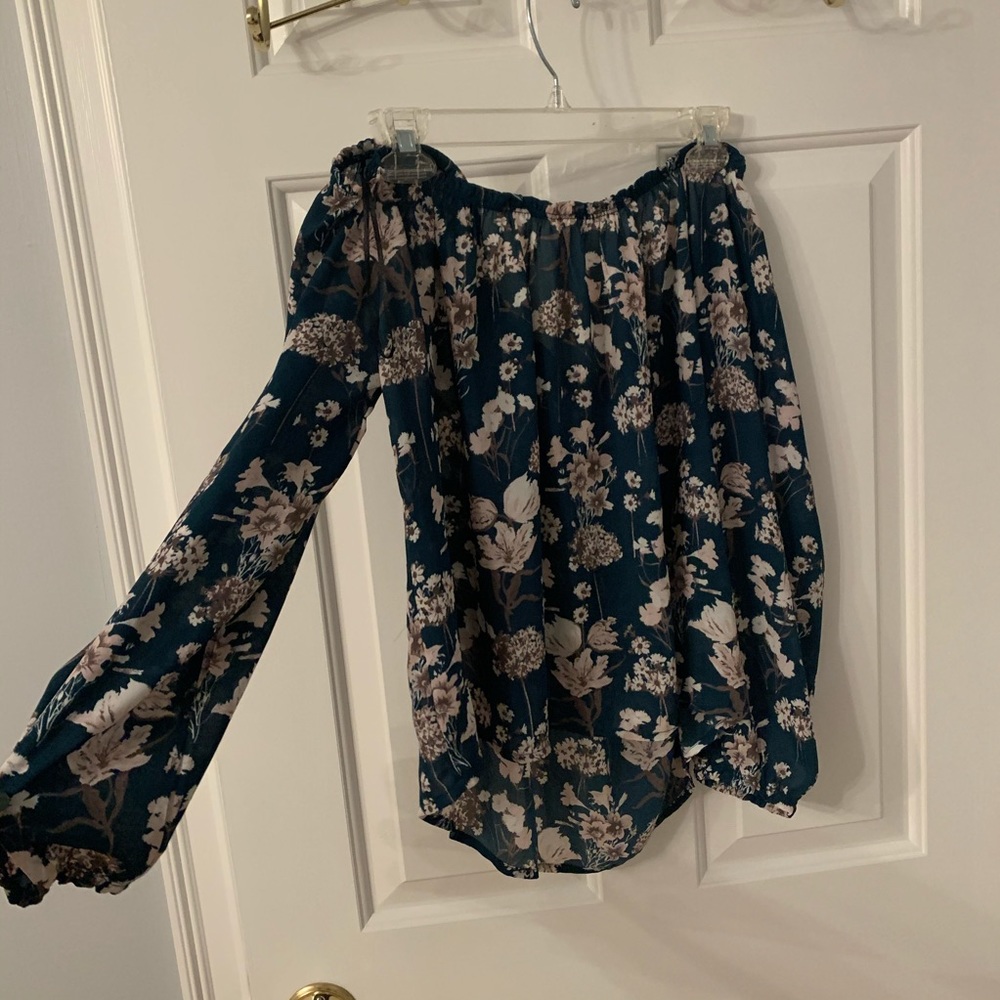 Dark emerald off the shoulder Top